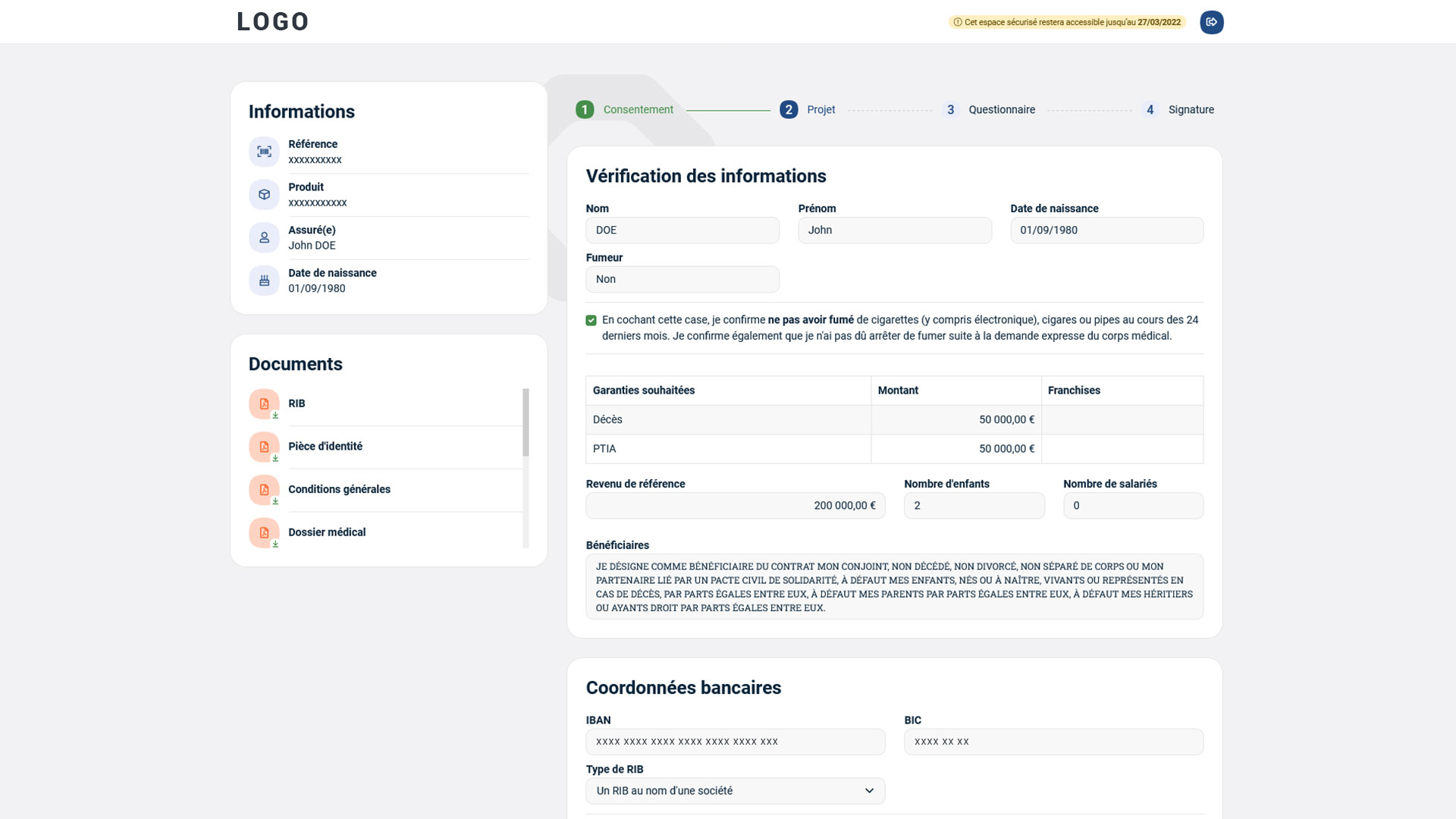 capture d'écran n°1 de Akisa Emprunteur, module de souscription en ligne de produits emprunteur